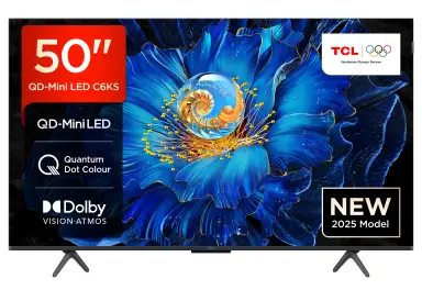 TCL 50C6KS 50” QD-Mini LED TV, 4K HDR Premium, Smart TV Powered by Google TV (Dolby Vision & Atmos, Game Master, Hands-Free Voice Control, compatible with Google Assistant, Apple AirPlay 2 & Alexa)