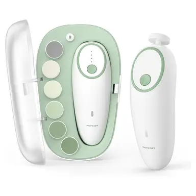 Momcozy Baby Elektrische Nagelknipper, Oplaadbaar met 7 Slijpschijfjes & LED-licht, Zachte 360° Vijl voor Baby's