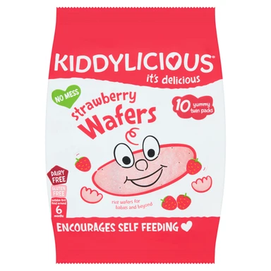Kiddylicious Strawberry Wafers 6 Months 10 x 4g
