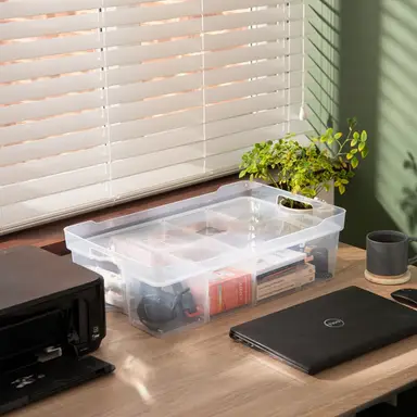 Strata Organise Me Plastic Stackable Storage Basket & Lid - Large