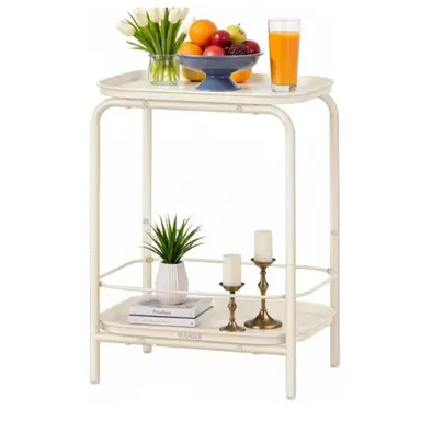 VASAGLE Beistelltisch mit 2 Ebenen, Nachttisch, Sofatisch, Kleiner Couchtisch mit Ablage, Modern