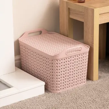 Strata Large Urban Store Basket with Lid - 24L-Blush Pink