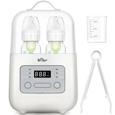 Bear Bottle Sterilizer and Warmer with Digital Display and Minute-Level Temperature Control, Portable for Breast Milk or Formula, Ideal for Travel and Home Use