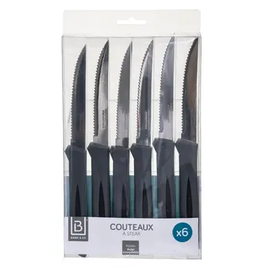 Secret de Gourmet Lot de 6 couteaux à steak en acier inoxydable