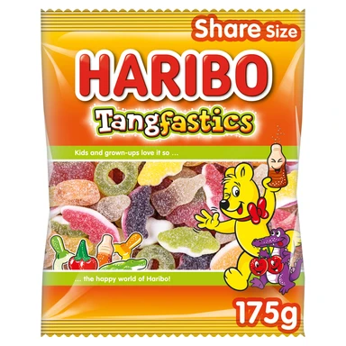 Haribo Tangfastics Fruit & Cola Flavour Fizzy Jelly Sweets Sharing Bag 175g