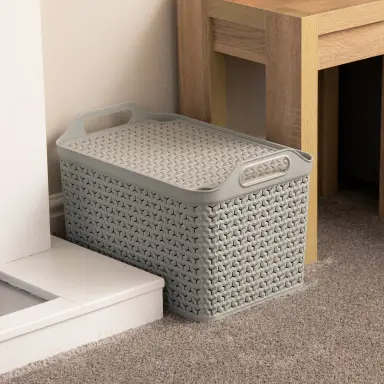 Strata Large Urban Store Basket with Lid - 24L-Cool Grey