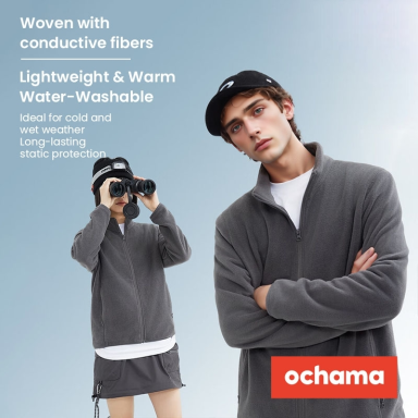 ochama [anti-static] fleece cardigan polar fleece jacket outdoor men and women same
style dark gray S