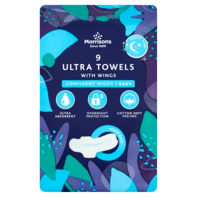Morrisons 9 Confident Night Ultra Towels with Wings
