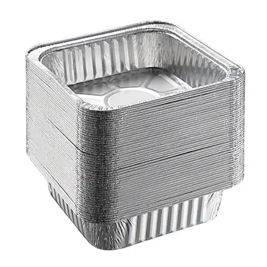 COOKER KING 6-inch Square Aluminum Foil Plates, 50 pcs