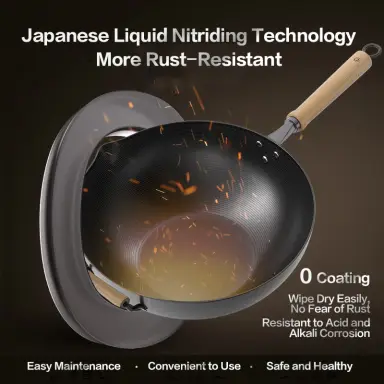 ochama Iron Wok, No Chemical Coated, 32cm
