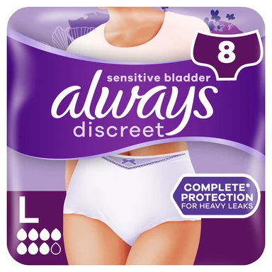 Always Discreet Underwear Incontinence Pants Large Plus 8-pack