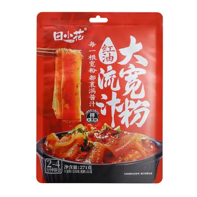 Tianxiaohua Wide Noodle Capsicol Flavor271g 田小花袋装流汁大宽粉红油味271g