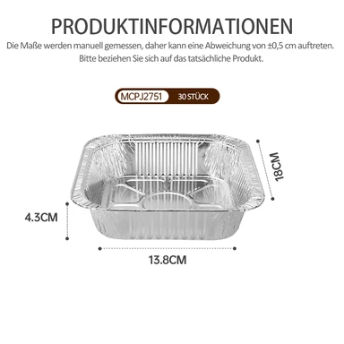 Maxcook 30 Stück Einweg-Backformen aus Aluminium-Zinnfolie, quadratisch, 17,8 cm