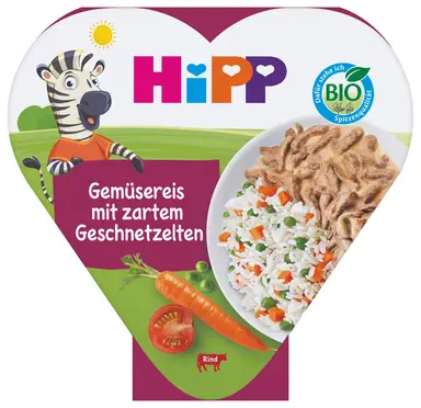 HiPP Kinder-Teller Gemüsereis mit Erbsen & zartem Geschnetzelten 1-3 Jahre 250 g