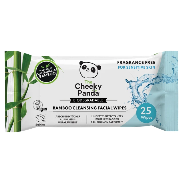 The Cheeky Panda Biodegradable Bamboo Cleansing Unscented 25 Facial Wipes