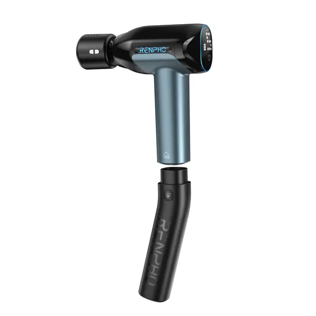 RENPHO Reach 2 Thermacool Massage Gun, Deep Tissue Massage, Extendable Handle, Heat & Cold Therapy Head, 5 Speeds, Black