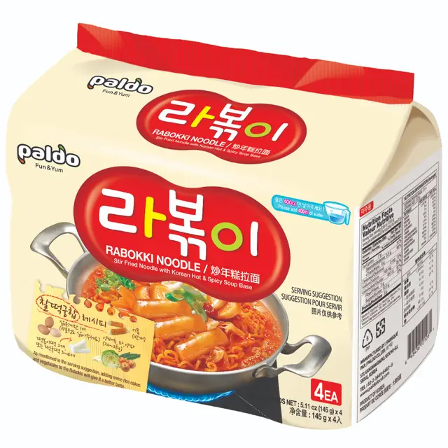 paldo Rabokki 145g (4 pack) 八道辣炒年糕风味拉面 145g (4 连包)