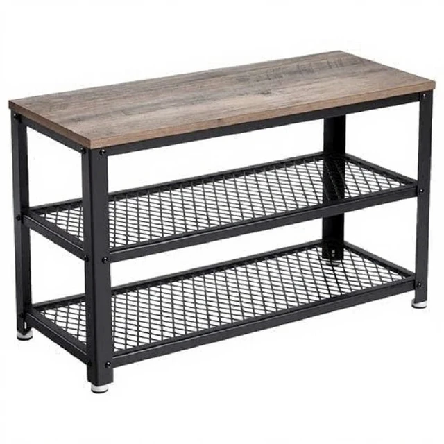 kapanou schoenenrek met 2 legplanken, schoenenorganizer voor entree, hal en woonkamer, met metalen frame, industriële stijl, 75 x 30 x 45 cm
