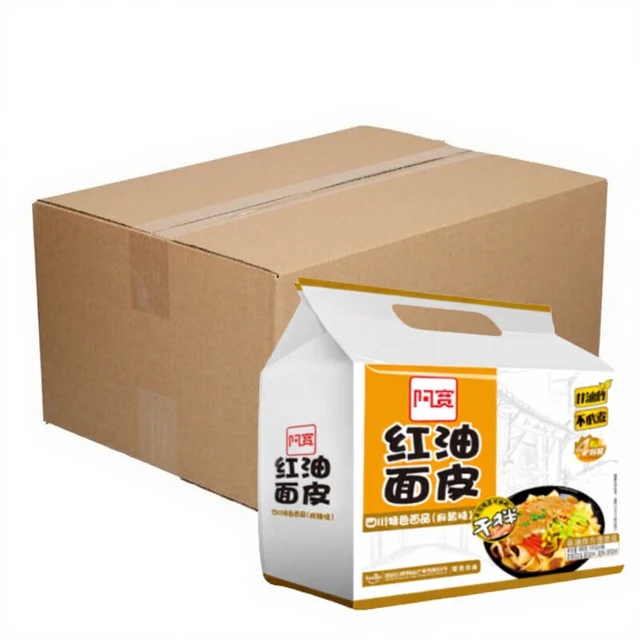 Baijia Nouilles à l'huile rouge Akuan et sauce au sésame, 4 paquets, 12 x 480 g, 1 boîte