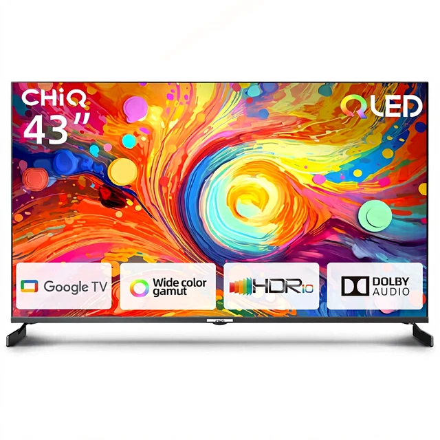 CHiQ U43QM8V - Smart TV - 43 inch 4K QLED Google TV Randloos Metaaldesign