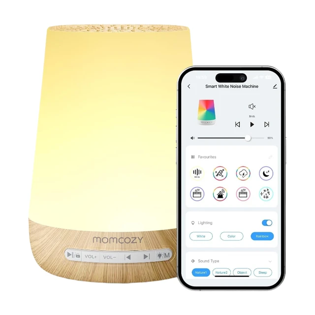 Momcozy White Noise Machine for Baby Sleeping Wood Grain