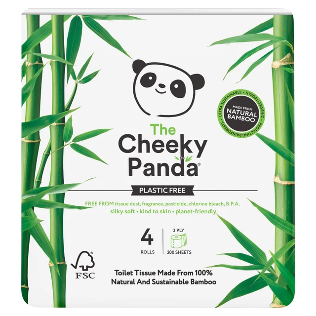The Cheeky Panda Bamboo Toilet Tissue 4 Rolls 3 Ply
