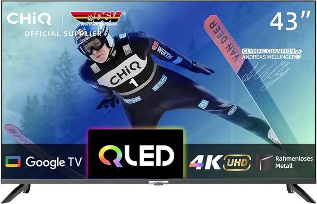 CHiQ U43QM8G  - 43 inch Smart TV QLED 4K 60 Hz Google TV Frameloze Dolby Audio Google Play 43" QLED