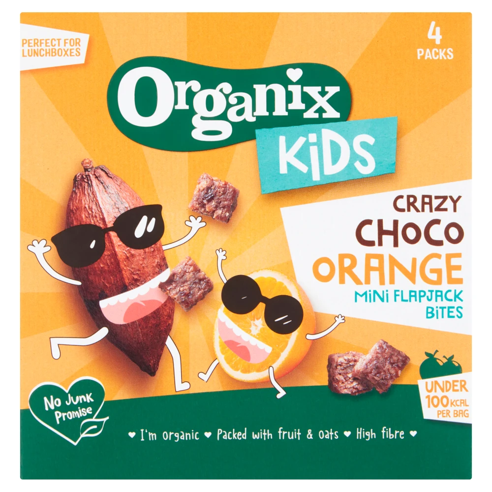 Organix Kids Choco Orange Mini Flapjack Bites 4 Pack 92g Baby Finger 