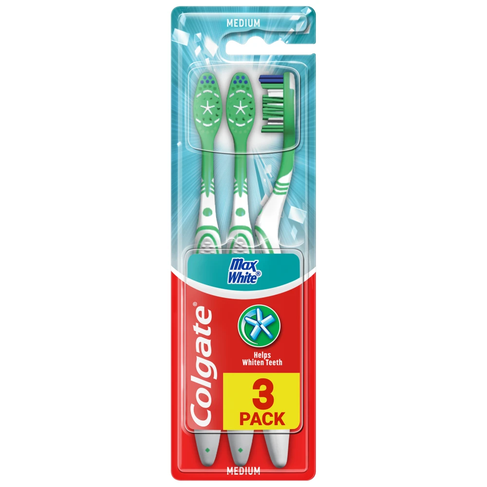 Colgate Max White Medium Manual Toothbrush 3 Pieces | Toothbrushes | Joybuy