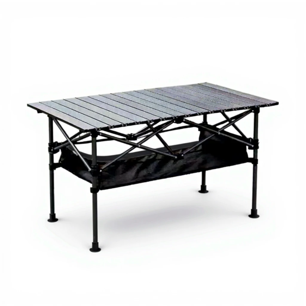 Table De Camping Pliante – 60x40x39,5 Cm, Aluminium Ultra-léger, Avec Filet De Rangement Et Sac De Transport, Capacité 30-40 Kg