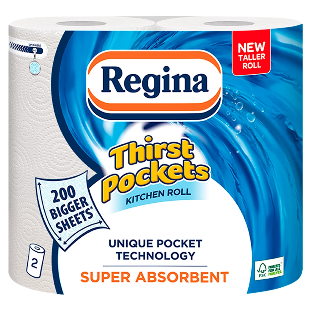 Regina Kitchen Rool Regina Thirst Pockets Kitchen Roll, 2-Ply, 2 Rolls | Kitchen Rolls | Joybuy