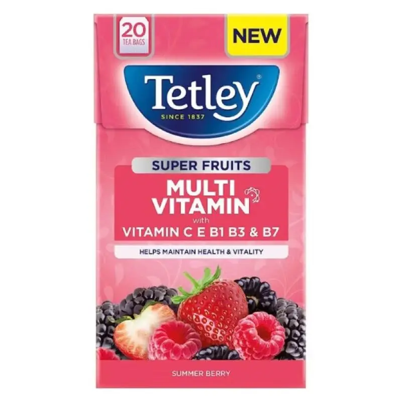 Tetley Super Fruits Multivitamin Summer Berry 20 Tea Bags 40g | Tea ...