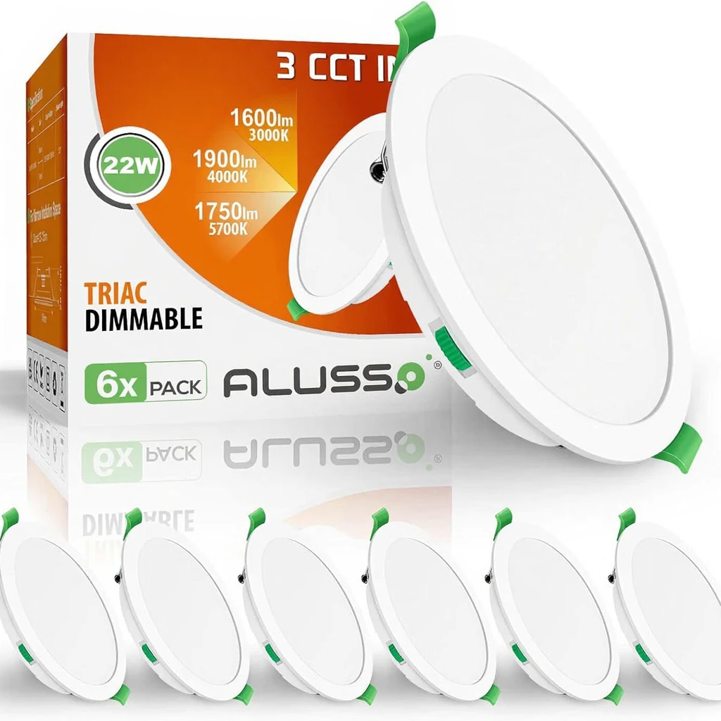 ALUSSO LED inbouwspotlichten, dimbaar, IP44, 22 W, 1900 lm, warm wit