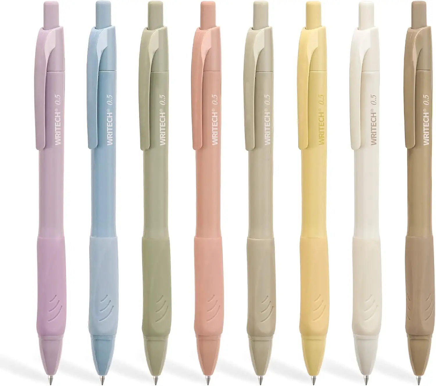 Smudge Pen Ink WRITECH 0.5mm Gel Pens with Soft Grip - 8ct Retractable Black Ink Pens ...