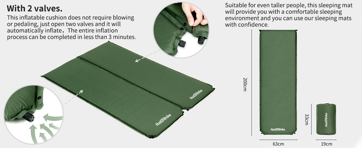 NatureHike 5cm Zelfopblazend Slaapmatje Koppelbaar voor Tent & Hangmat | Kampeerapparatuur