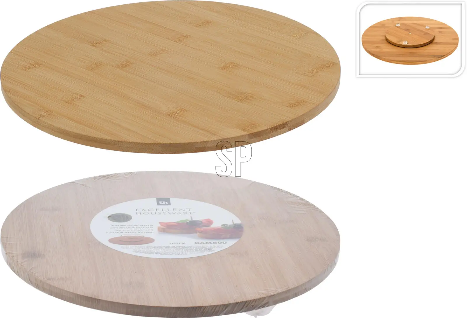 Plateau Tournant En Bambou Paris Prix – 35 Cm – Naturel Et Rond
