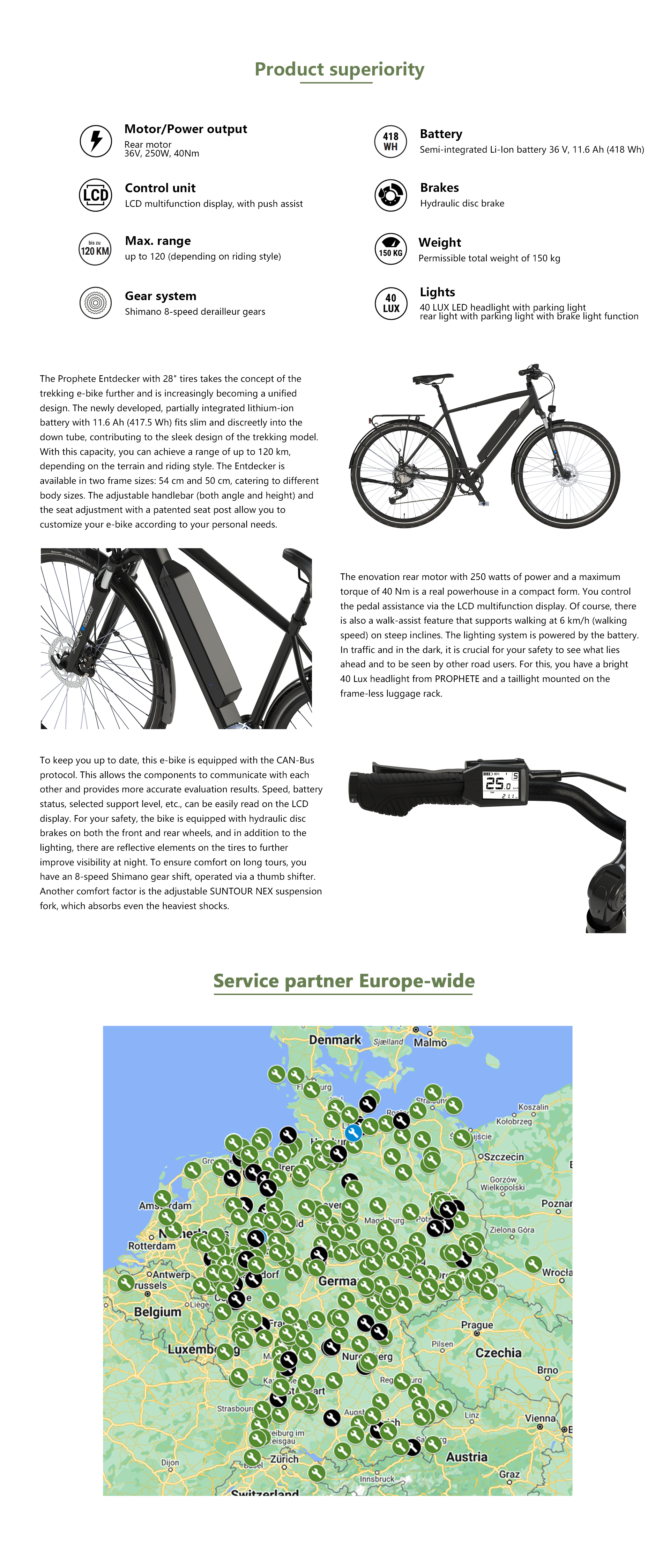 Prophete E-Bike 28 Zoll, bis zu 120 km Reichweite, Shimano 8-Gang,  Rahmenhhe 54 cm | Fahrradzubehr | Joybuy