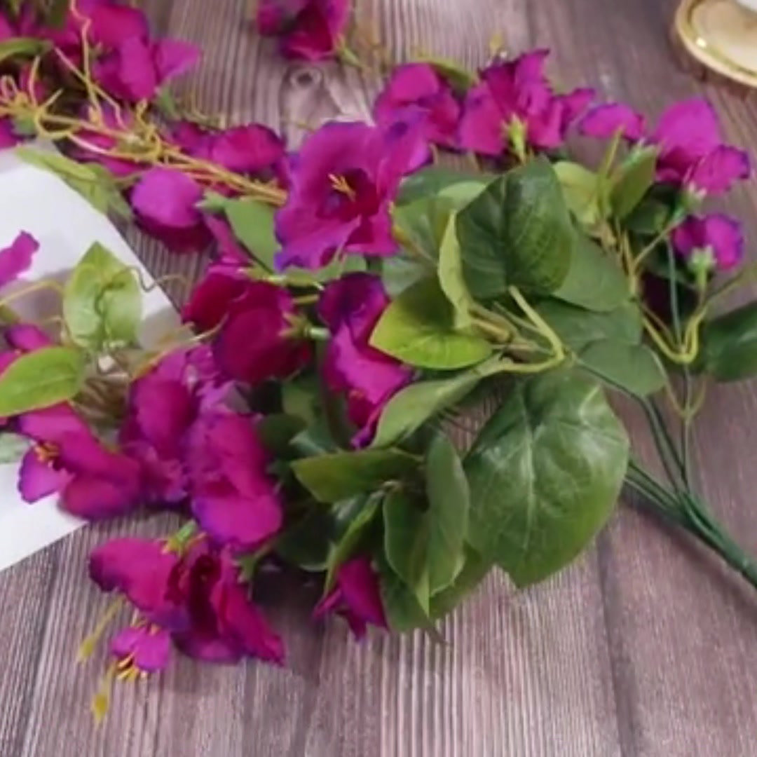 Yuejia 2Pcs 23.6in/60cmArtificial Fake Hanging Plants Flowers for Spring Decoration Outdoor Wedding Vine Plant Hibiscus Flowers Long Trailing Vines Realistic Plants for Front Door Porch image 6