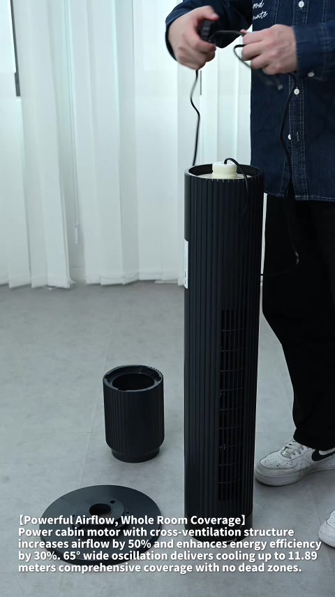 Airmate ultraleiser Turmventilator, Turbo-Luftzirkulationsventilator, 65° Weitoszillation, 11,89m Fernluftzufuhr, bürstenloser DC-Motor, 12 Windstufen, 3 Modi & 12H-Timer, schlanker Standventilator mit Fernbedienung für Schlafzimmer Büro image 0