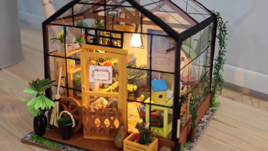 Robotime Rolife Cathy's Flower House DIY Dollhouse Kit 23.6 x 17.8 x 18cm 1PC,Home decoration, bookshelf decoration,Craft Gifts for Adults and Teens,Educational toys image 0
