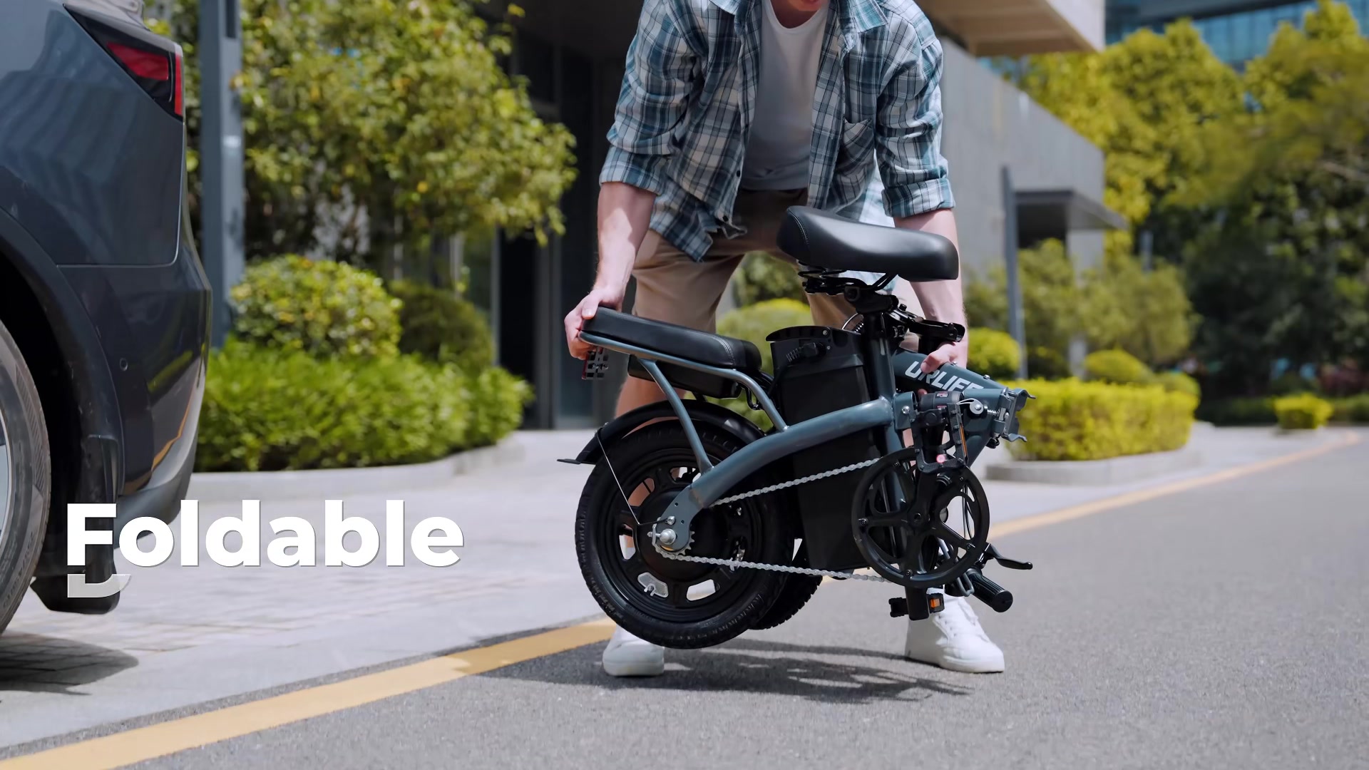 Vélo électrique pliable 14 pouces – Batterie 48 V 7,5 Ah (autonomie 40-60 km), moteur 250 W Gris image 0