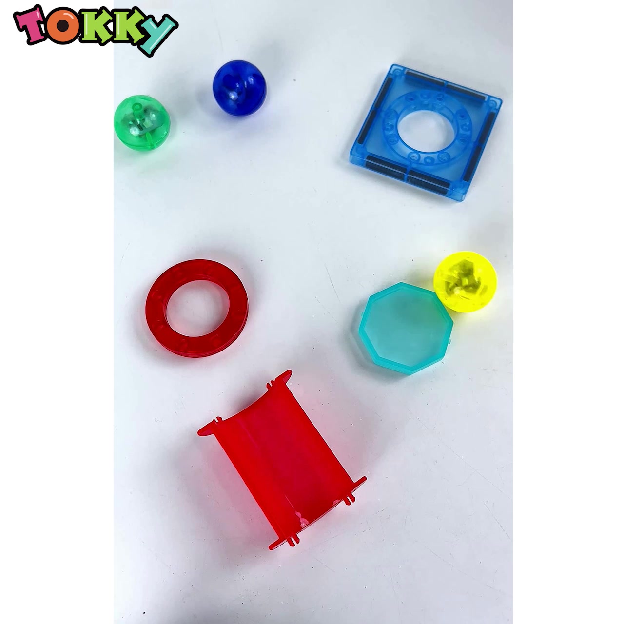 Tokky 3D Transparent Magnetic Tile Blocks 110 Pcs Light Rolling Ball Track STEM Educational Assembled Toys Strong Magnetic ABS Safe Material Creative Building Construction Set Exquisite Color Box Packaging G025 image 0