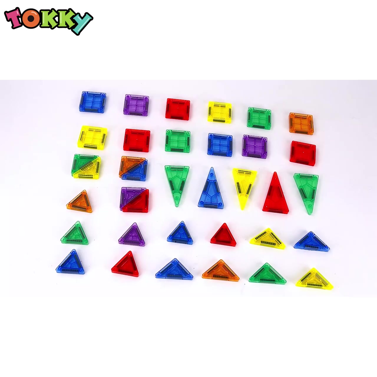 Tokky 32-Piece Magnetic Tiles Portable Tin Box Set Introductory Educational Building Toy Strong Magnetic Adsorption Stable ABS Safe Material Portable CLM02 image 0