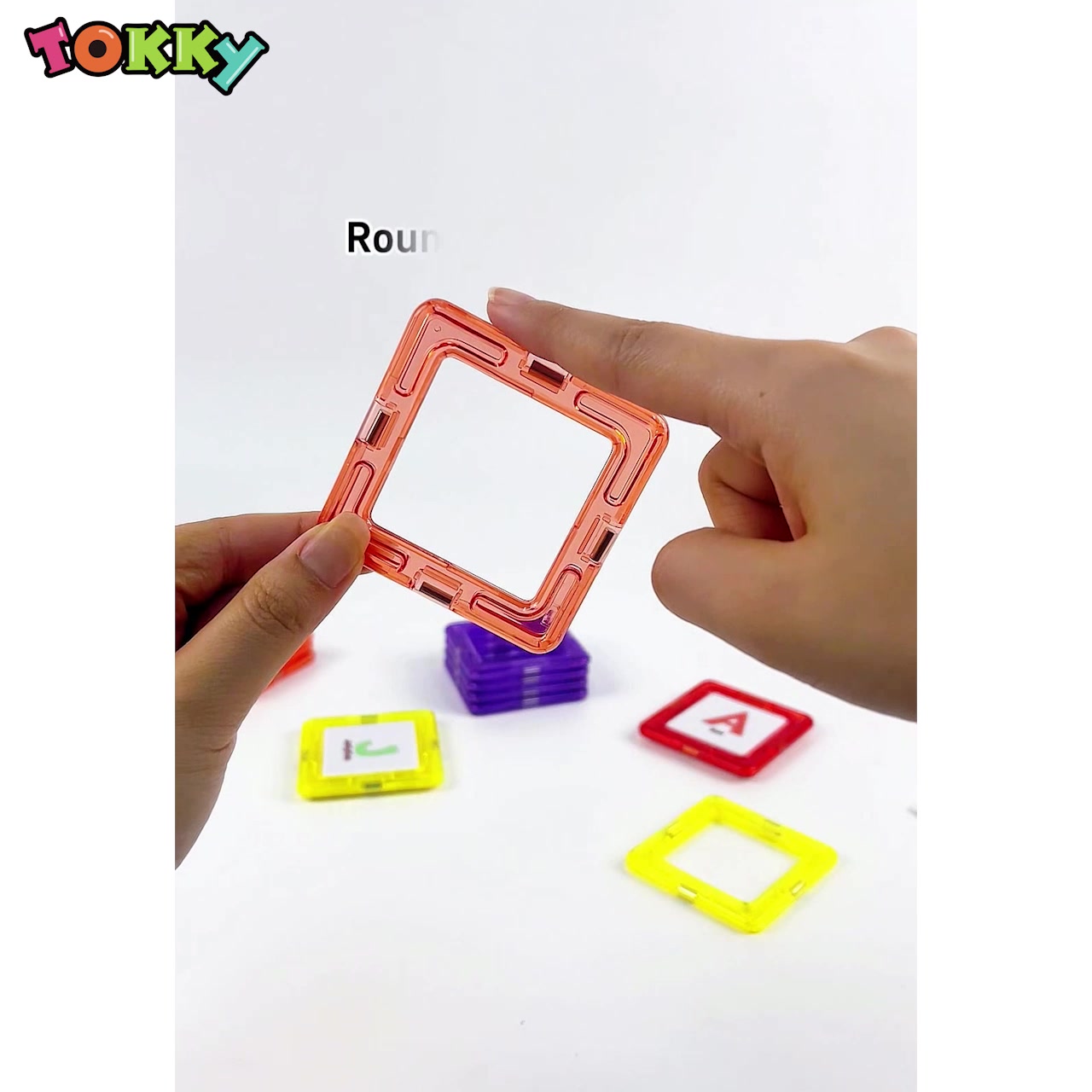 Tokky 48-Piece Magnetic Tiles Letter Recognition Theme Building Blocks Educational Toy Strong Magnetic Structure Safe ABS Material Learning and Play Combined CQ11 image 0