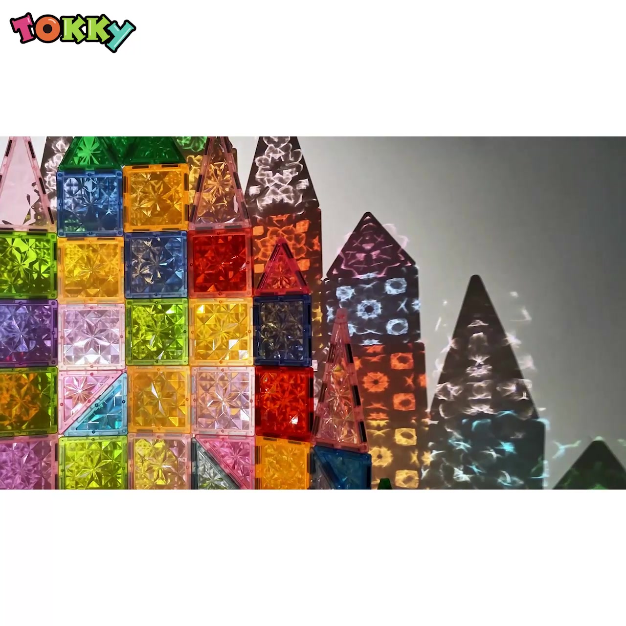 Tokky 100-Piece Magnetic Tiles Diamond Facet Reflective Design 3D Castle Building Set Strong Magnetic Structure STEAM Education ABS Safe Material Color Box Packaging CPL087 image 0