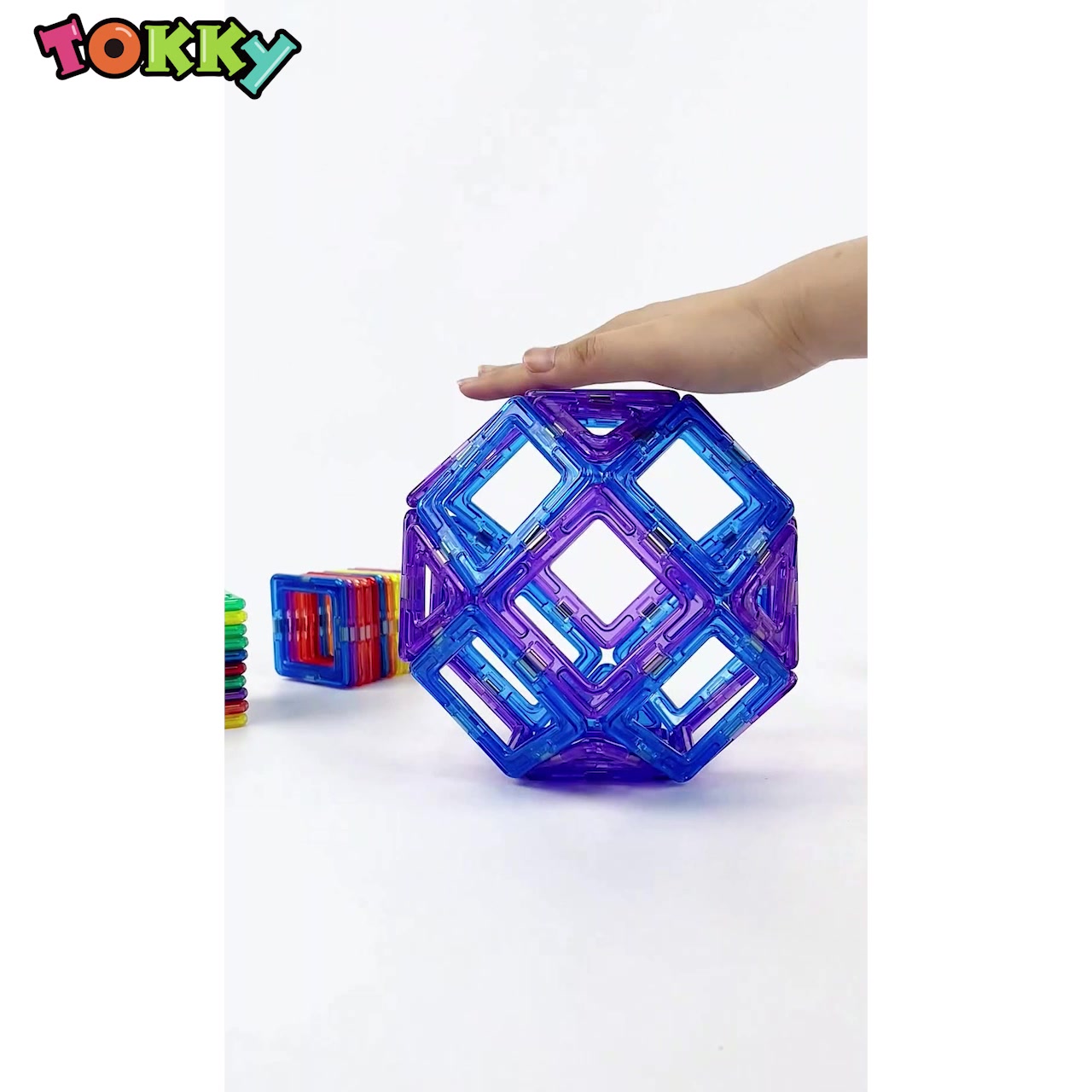 Tokky 36-Piece Magnetic Tiles Mini Building Toys, Introductory Educational Enlightenment, Strong Magnetic Attraction Structure, ABS Safe Material, Color Box Packaging CQ10 image 0