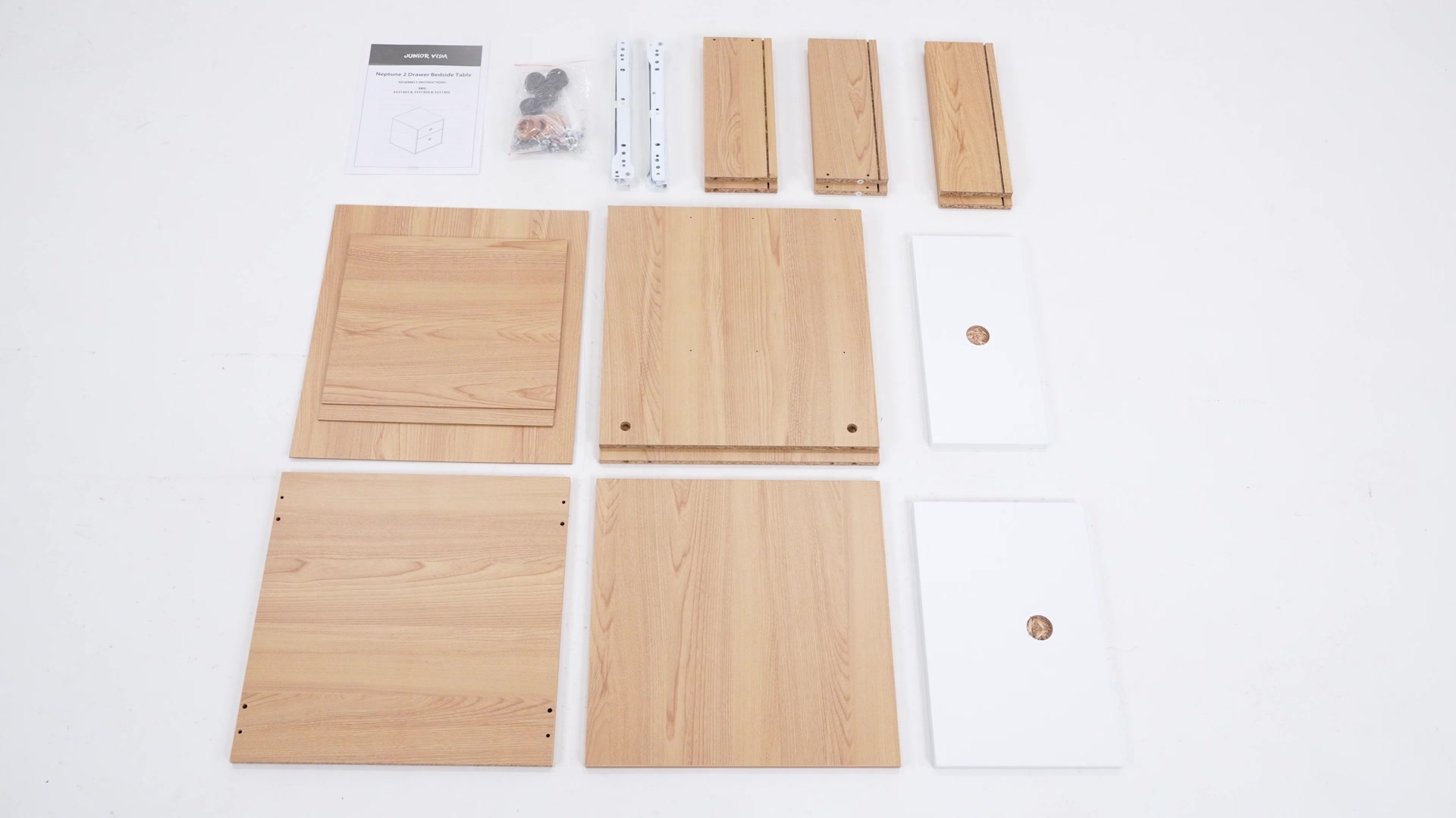 Junior Vida Bedside Table Neptune 2 Drawer White/Oak Effect image 0