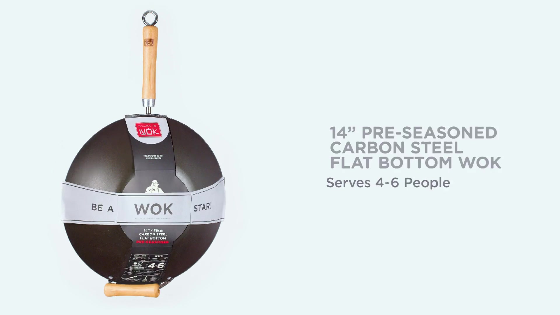 School of Wok 14"/36cm Pre-Seasoned Carbon Steel Wok image 0