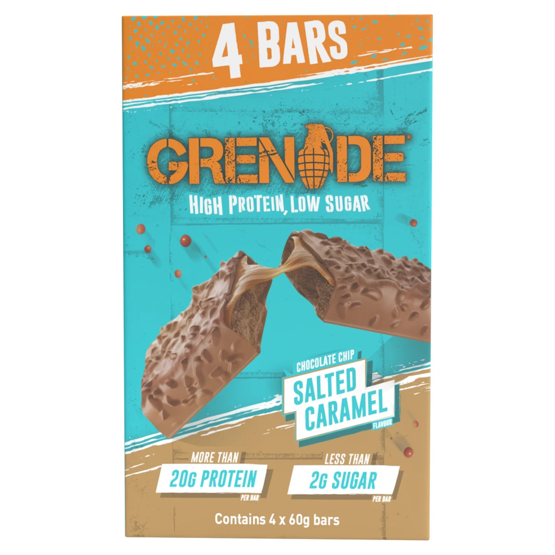 GRENADE Protein Bars Chocolate Chip Salted Caramel Flavour Multipack - 4 x 60 g