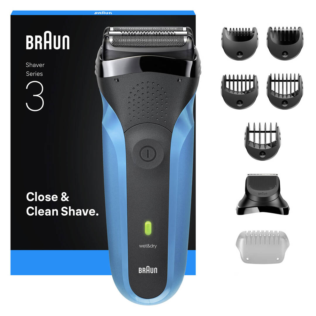 Braun Series 3 Shave&Style 310BT Electric Shaver, Wet & Dry Razor for Men, Black/Blue